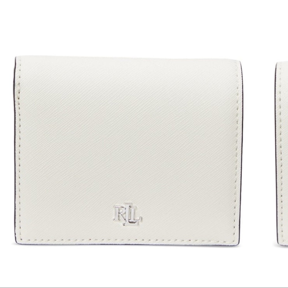 Ralph Lauren Cream Leather Compact Bifold with Silver RL Logo